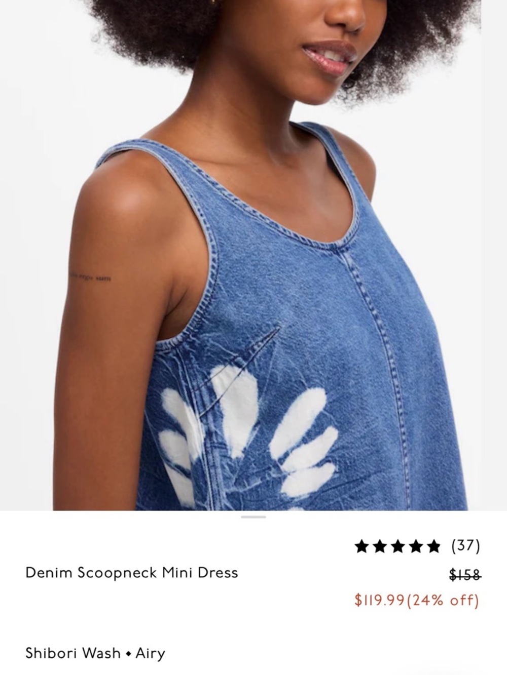 Madewell Denim Scoop Mini Dress Shibori Wash Airy - Picture 9 of 13